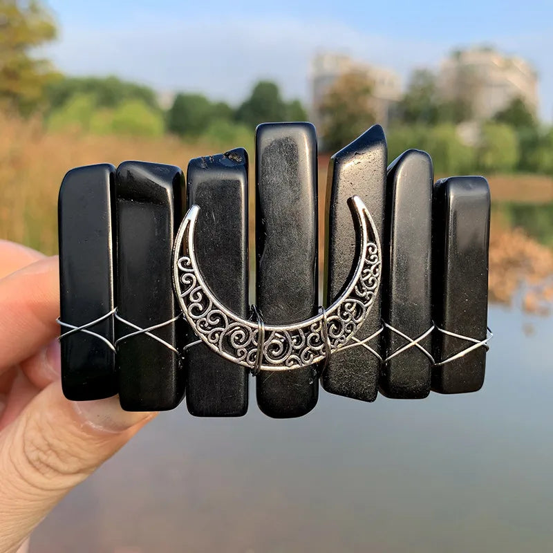 retro moon crystal plating hair clip 1 pair