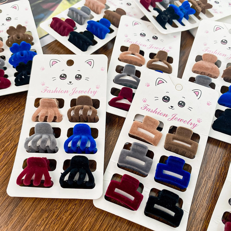 simple style solid color flocking hair claws