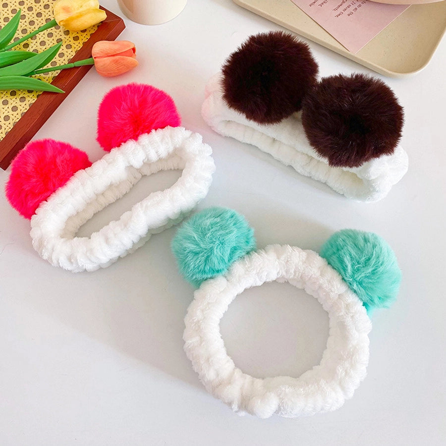 cute geometric flannel pom poms hair band