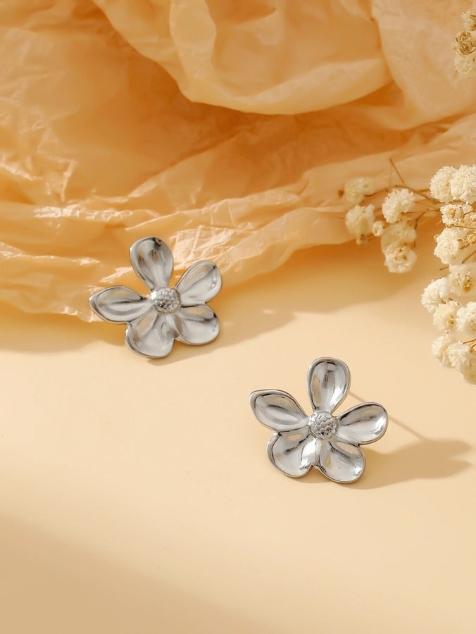 1 Pair Exaggerated Simple Style Oversized Flower Butterfly 304 Stainless Steel Ear Studs