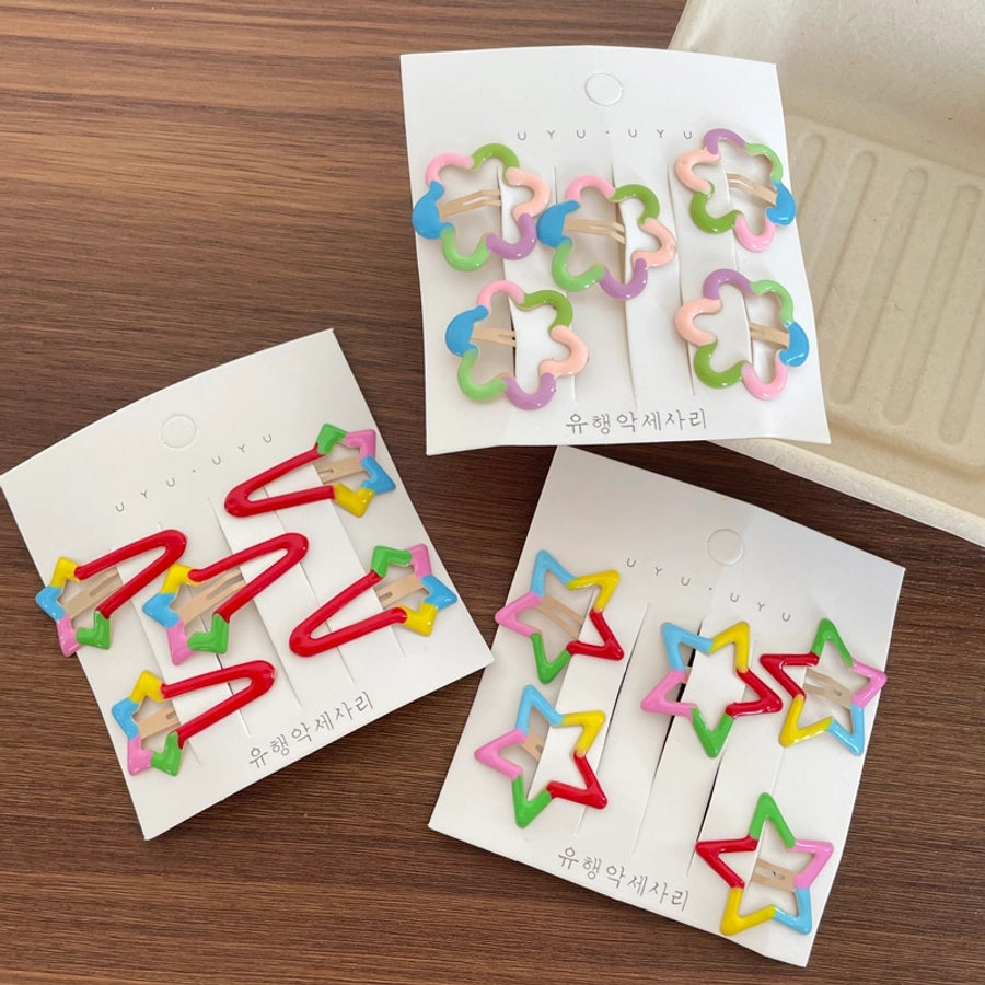 Girl'S Casual Cute Sweet Star Flower Metal Star Flowers Hair Clip