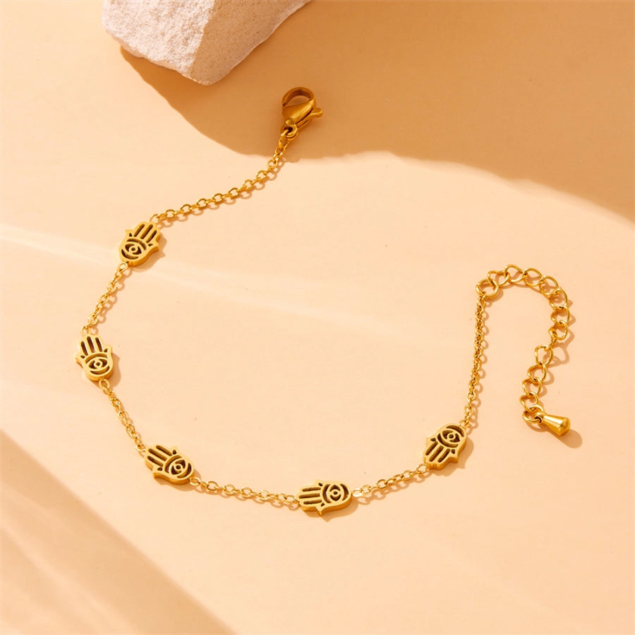 Vintage Style Palm Eye 304 Stainless Steel Bracelets In Bulk