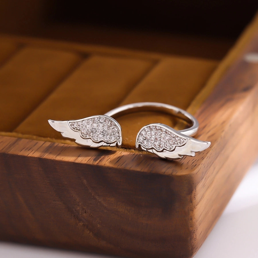 Jewelry Simple Style Shiny Wings Copper Open Rings