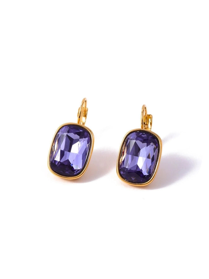 1 Pair IG Style Geometric 304 Stainless Steel Zircon 18K Gold Plated Earrings