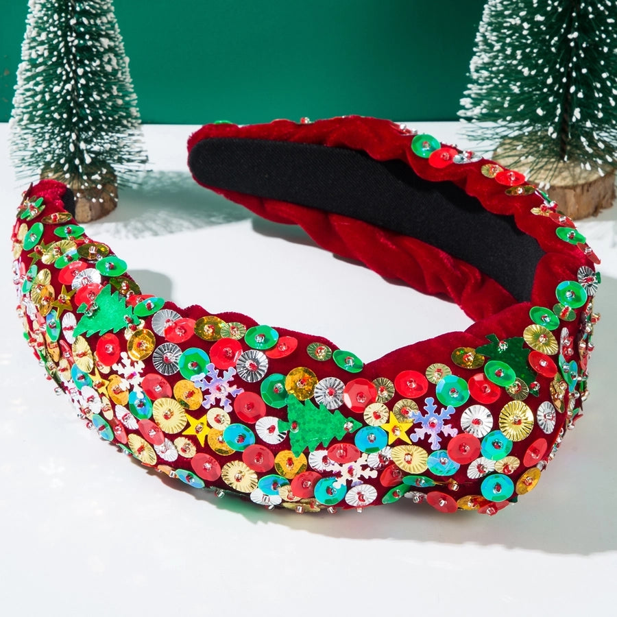 Christmas Classic Style Women's Christmas Tree Snowflake Alloy Sequins Hair Band