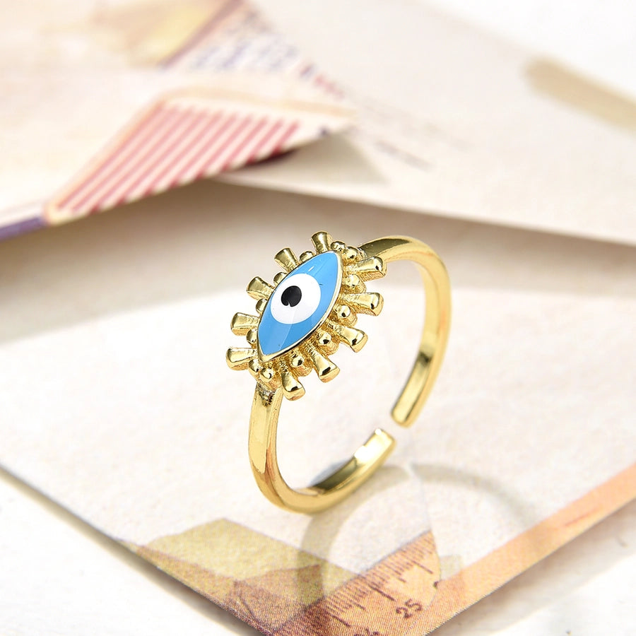 Copper Plating 18K Color Retaining Glossy Oval Eye Opening Ring