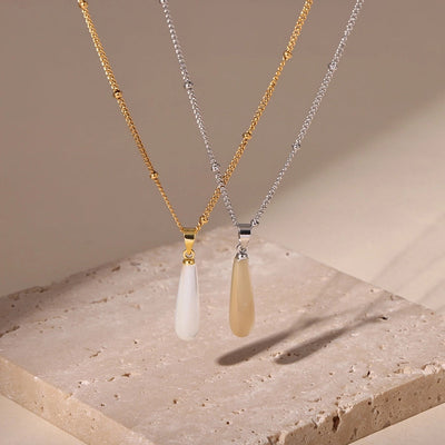 Jewelry Elegant Luxurious Vacation Water Droplets 304 Stainless Steel Shell 18K Gold Plated Pendant Necklace