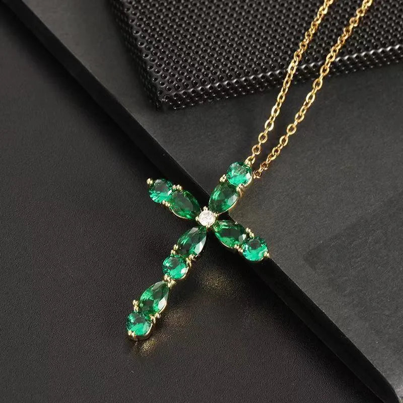 Stainless Steel 18K Gold Plated Simple Style Plating Inlay Cross Zircon