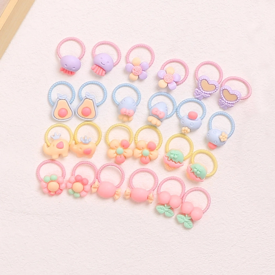 kid's cartoon style animal fruit bow knot arylic hair tie