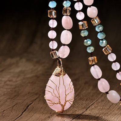 Handmade Sweet Water Droplets Heart Shape natural stone Pendant Necklace In Bulk