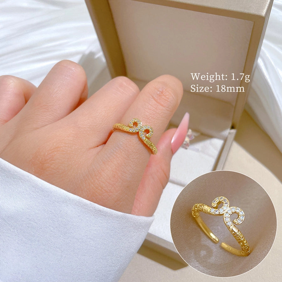 Titanium Steel Brass Gold Plated Inlay Geometric Zircon Brass Rings