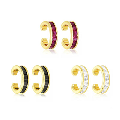 1 Pair Casual Simple Style Geometric Copper Zircon 24K Gold Plated Ear Cuffs