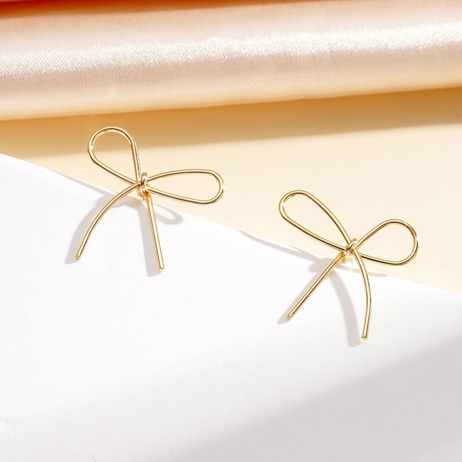 Women's bowknot earrings  lightweight  simple butterfly fashion elegant simple line ear studs earrings