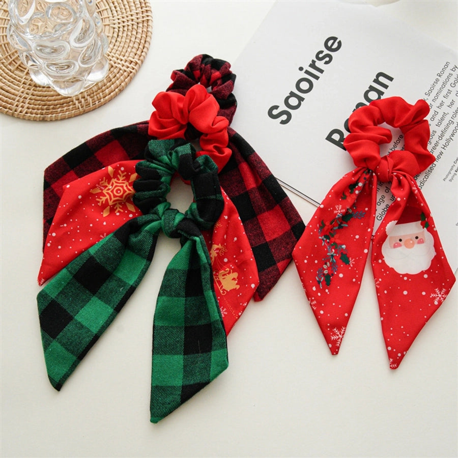 Christmas Vintage Style Women's Plaid Handmade Hair Tie