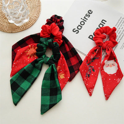 Christmas Vintage Style Women's Plaid Handmade Hair Tie