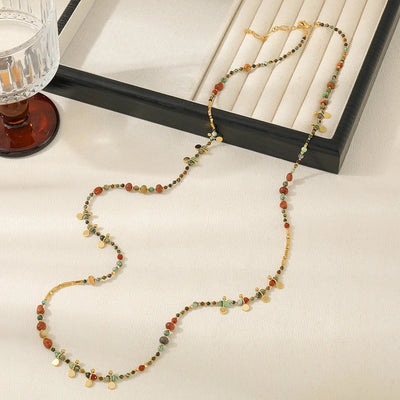 Casual Cute Commute Irregular natural stone Copper Beaded Chain Necklace In Bulk
