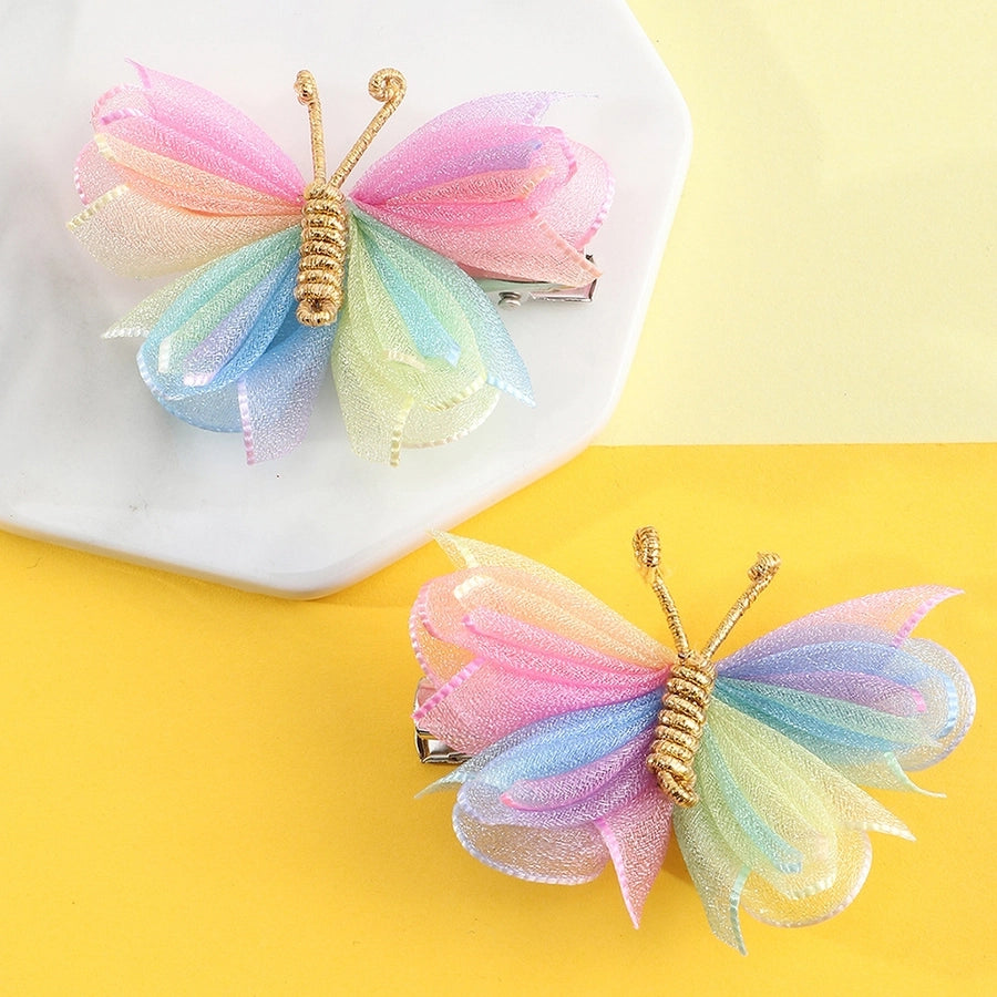 kid's cartoon style butterfly cloth knitting hair clip
