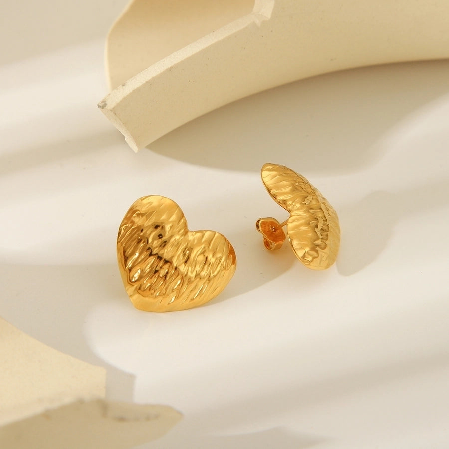 1 Piece IG Style Heart Shape Plating 304 Stainless Steel 18K Gold Plated Ear Studs