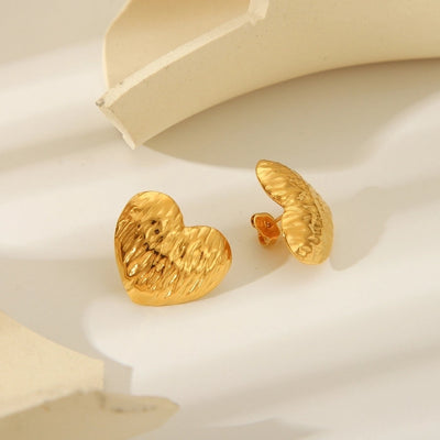 1 Piece IG Style Heart Shape Plating 304 Stainless Steel 18K Gold Plated Ear Studs