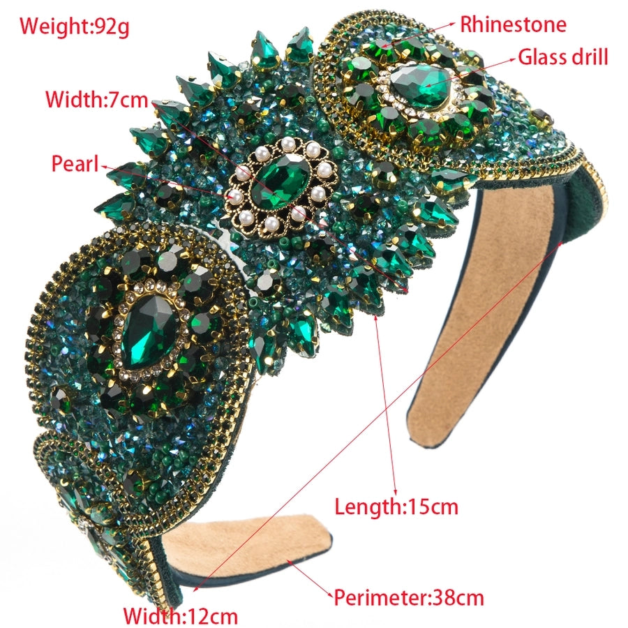 Women's Elegant Luxurious Flower Cloth Inlay Rhinestones Pearl Hair Band