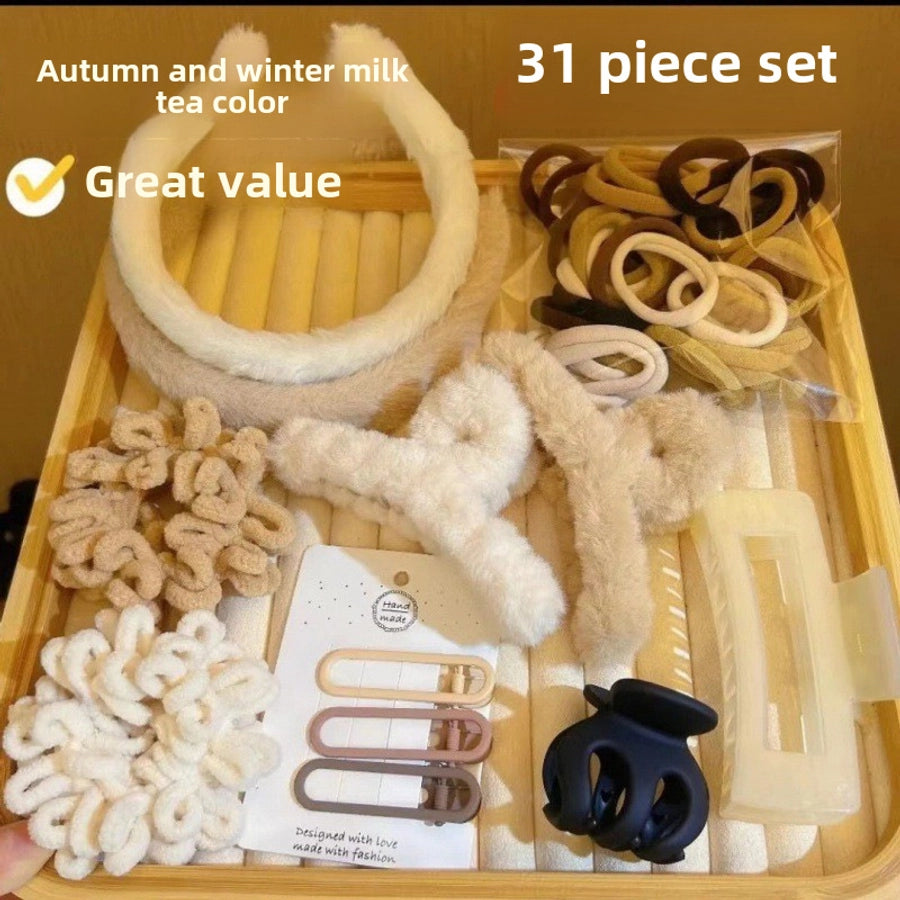 Spring and summer new 67-piece set hairpin combination hair accessories grab clip hair ring simple temperament head rope hair clip high ponytail grab