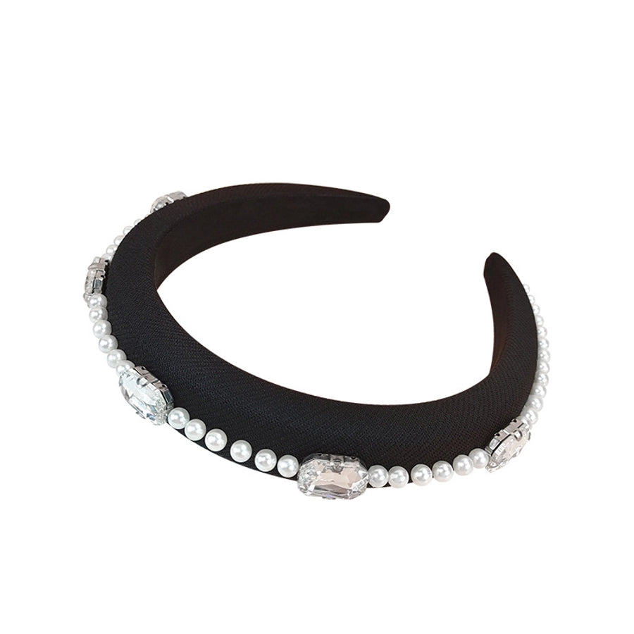 sweet solid color cloth plating inlay rhinestones hair band