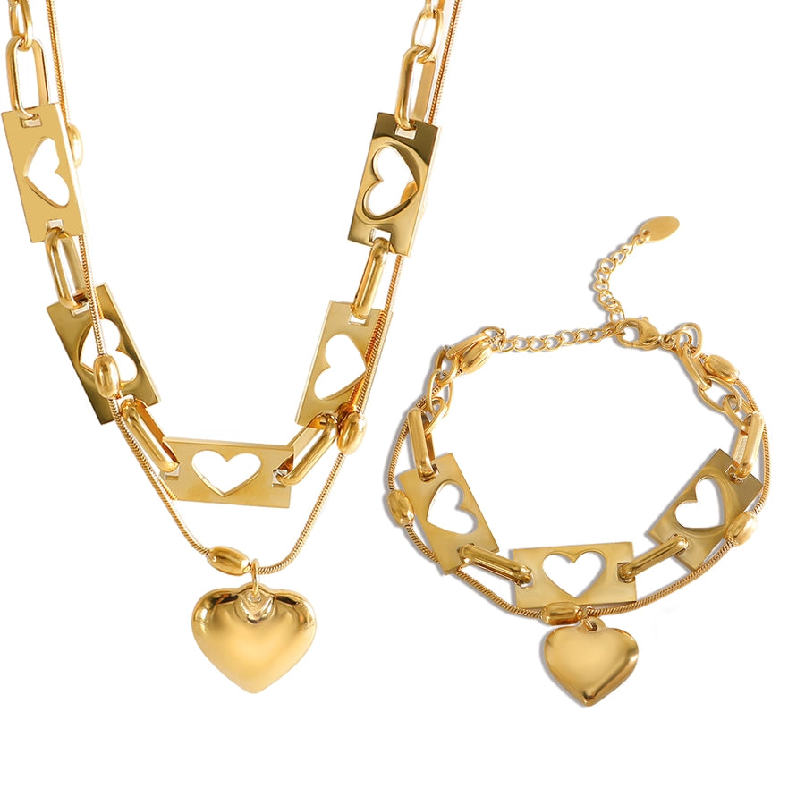 Jewelry IG Style Simple Style Commute Heart Shape 304 Stainless Steel Hollow Out Bracelets Necklace