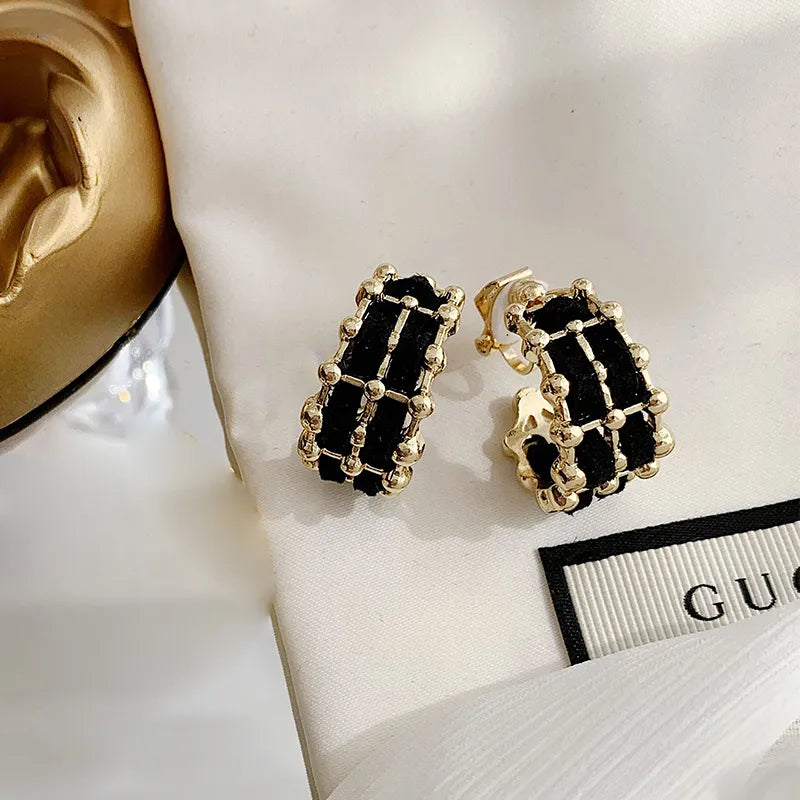 1 pair simple style c shape plating alloy cloth gold plated ear cuffs ear studs