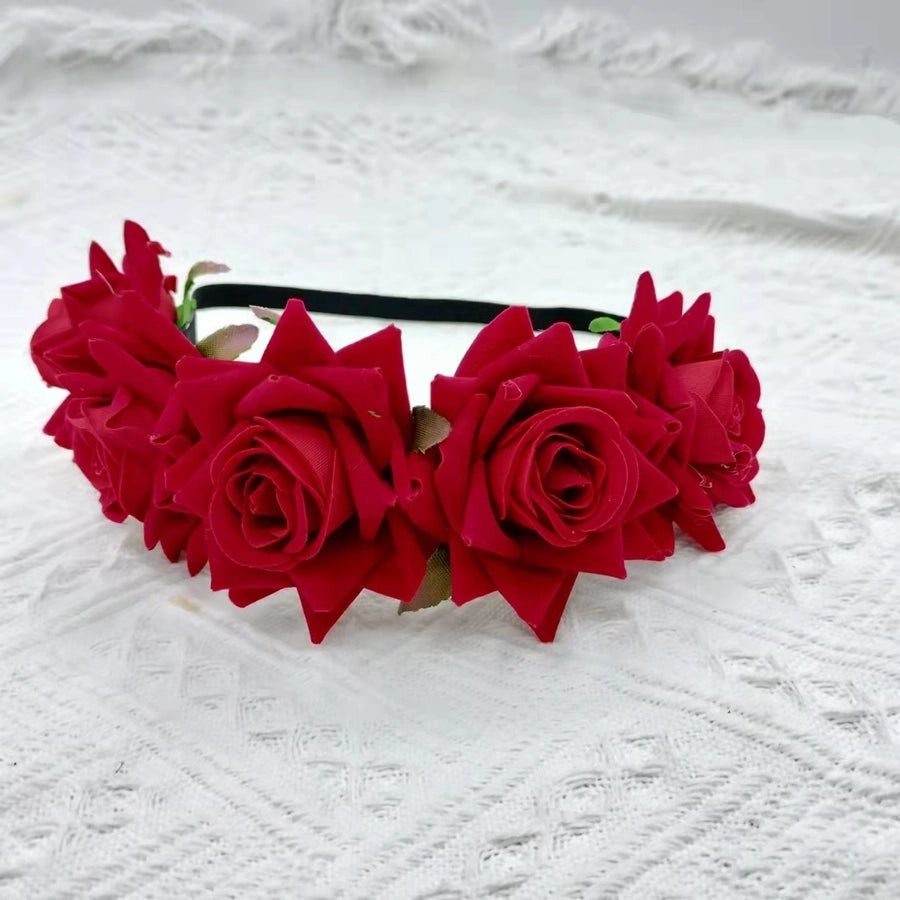 velvet rose wreath hair band silk cloth rose headband seaside holiday headdress children's photo hair accessories