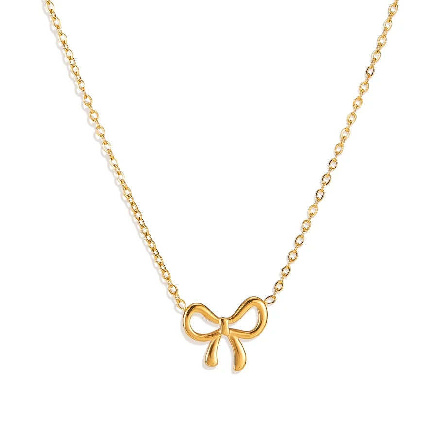 Jewelry IG Style Simple Style Bow Knot 304 Stainless Steel Pendant Necklace