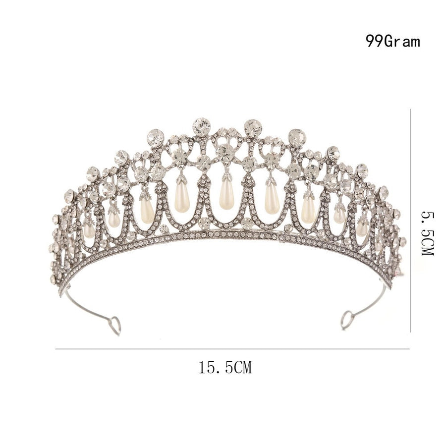 Baroque Queen  Large Crown Pearl Rhinestone Hair Accessories Bride Crown European Style Wedding Princess Crown Headwear