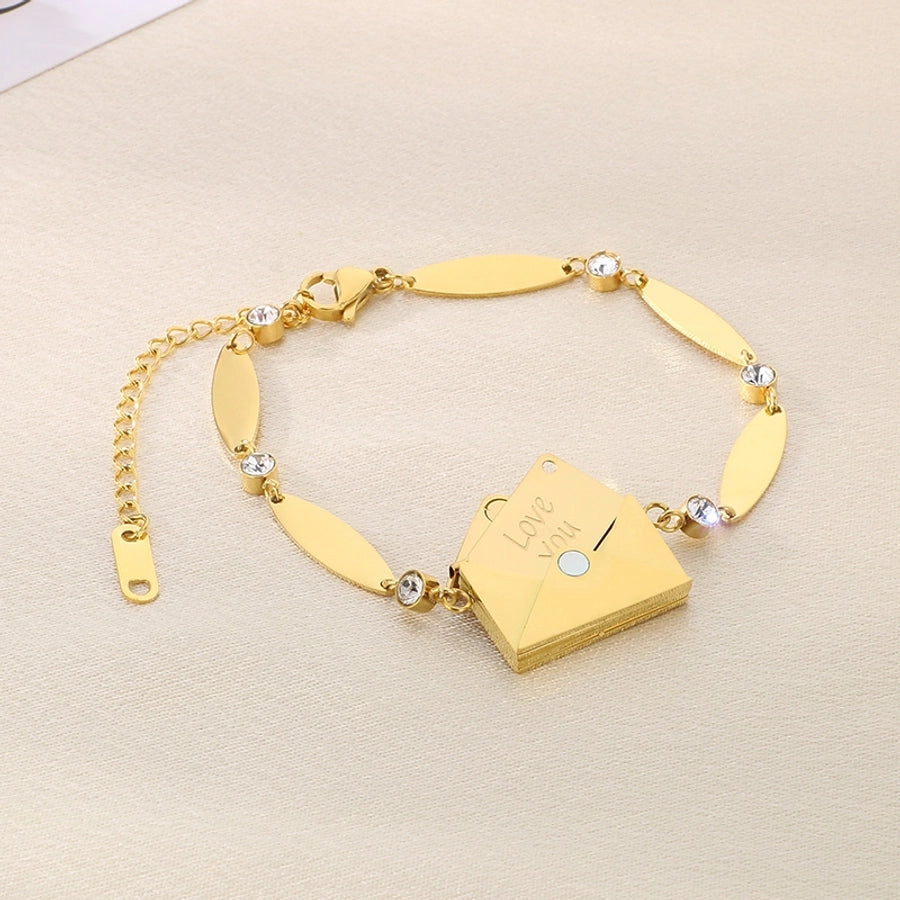 Elegant envelope Oval 304 Stainless Steel 18K Gold Plated  Bracelets In Bulk