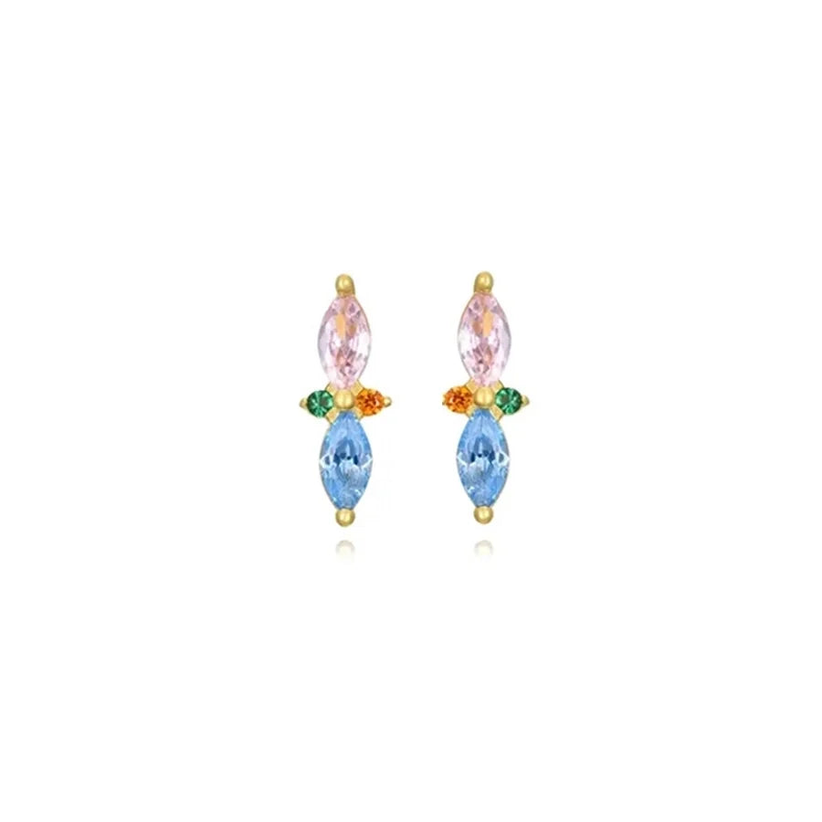 1 Pair Casual Elegant Geometric Copper Zircon Drop Earrings Ear Studs