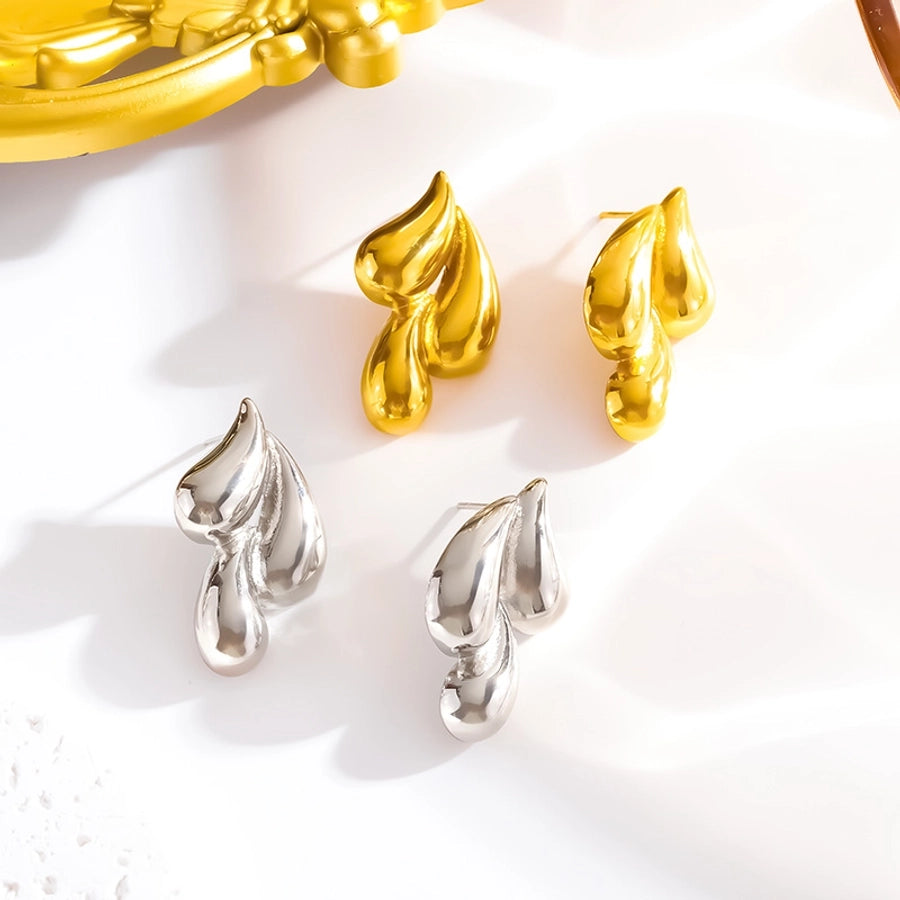1 Pair Elegant Vintage Style Simple Style Water Droplets Copper 18K Gold Plated Ear Studs