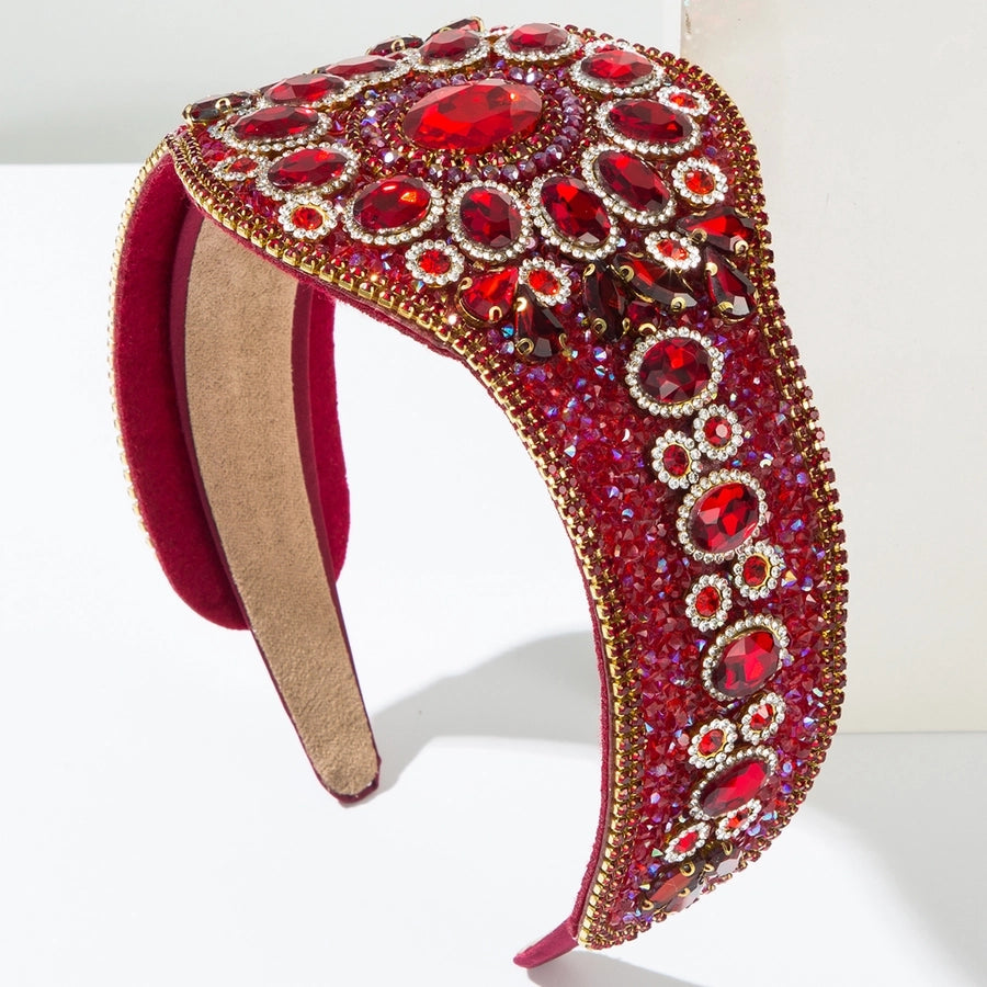 Women's Elegant Vintage Style Luxurious Round Alloy Cloth Glass Inlay Glass Hair Band