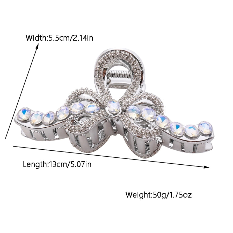 Women's Classic Style Shiny Bow Knot Acetic acid sheets Inlay Rhinestones Glass Hair Claws