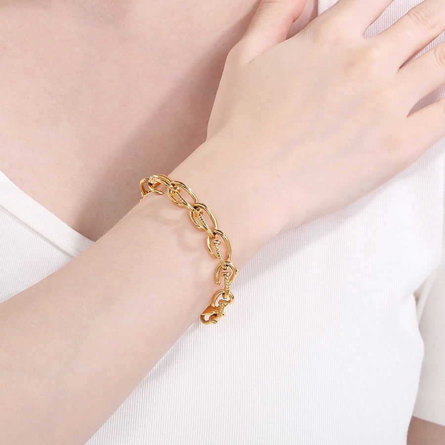 Vintage Style Geometric 304 Stainless Steel 18K Gold Plated Bracelets In Bulk