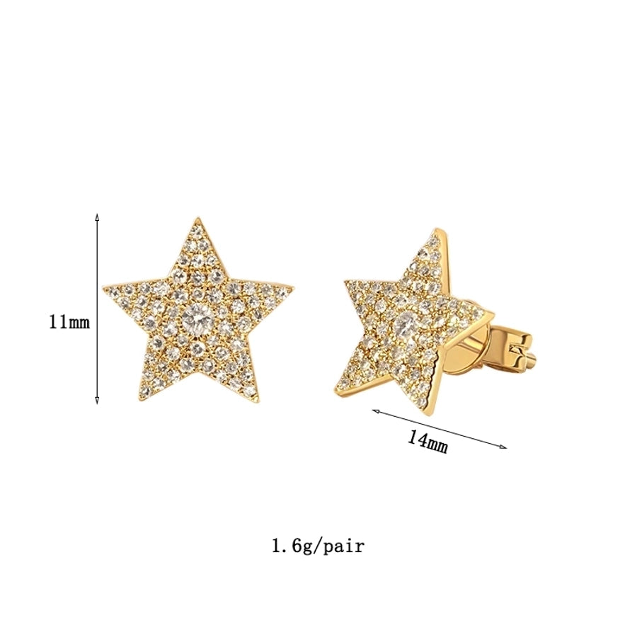 1 Pair IG Style Star Brass Zircon Ear Cuffs Ear Studs