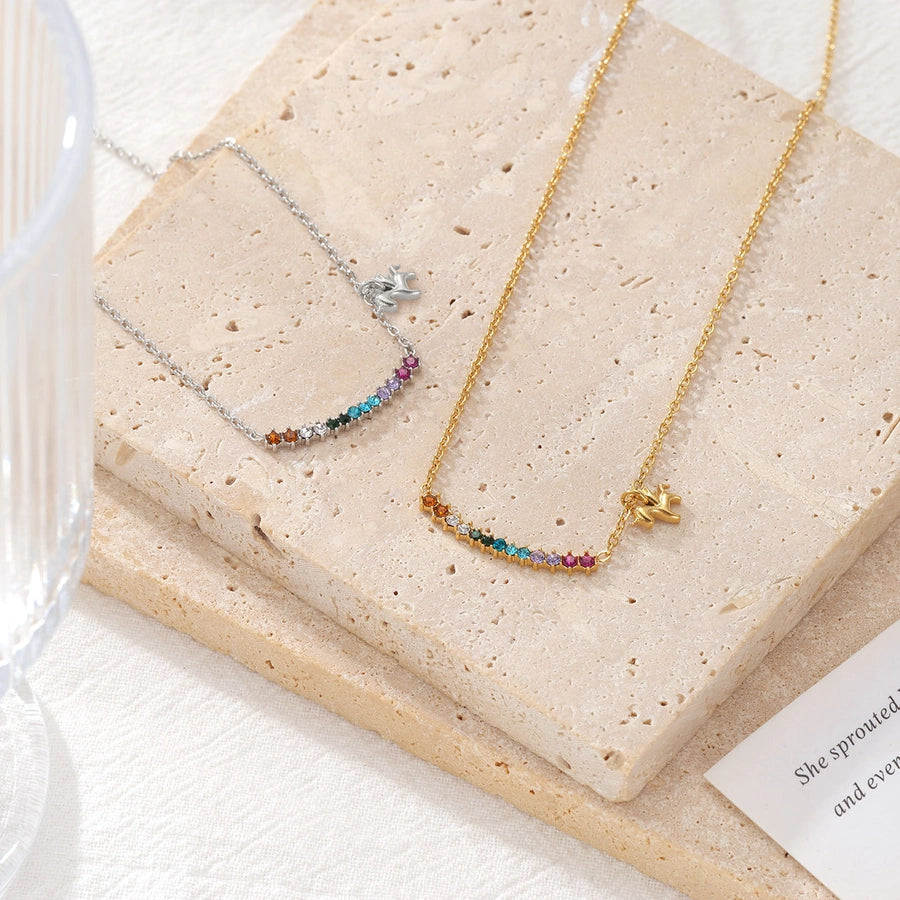 Jewelry Luxurious Sweet Commute Color Block 304 Stainless Steel Zircon White Gold Plated Gold Plated Inlay Pendant Necklace