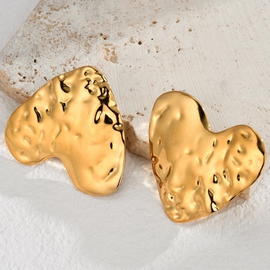 Jewelry Modern Style Classic Style Heart Shape Flower 304 Stainless Steel Plating Rings Earrings