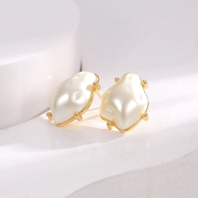 Gao Ding series Baroque special-shaped pearl earrings s925 silver needle temperament elegant personality retro earrings