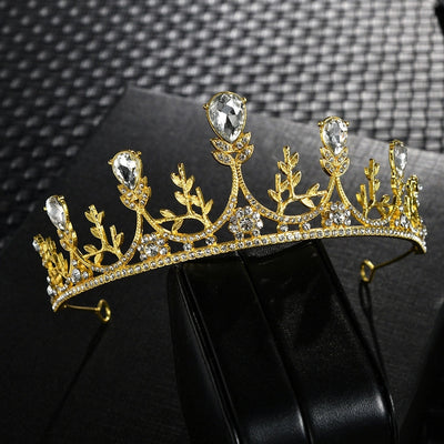 fashion crown alloy inlay zircon crown 1 piece