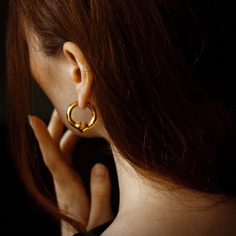 1 Pair Simple Style Heart Shape Mixed Metal 304 Stainless Steel Earrings