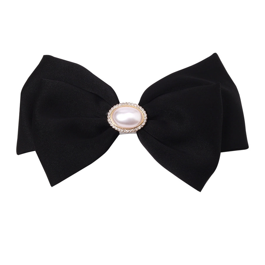 Women's Simple Style Classic Style Bow Knot Cloth Inlay Pearl Hair Clip