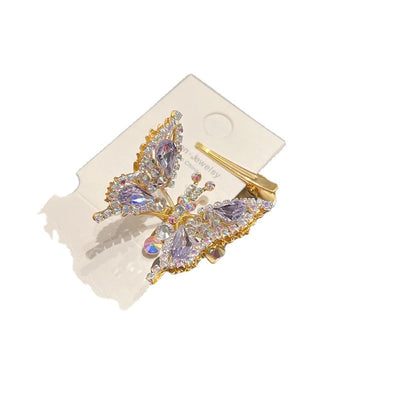 simple style shiny butterfly alloy inlay rhinestones hair clip
