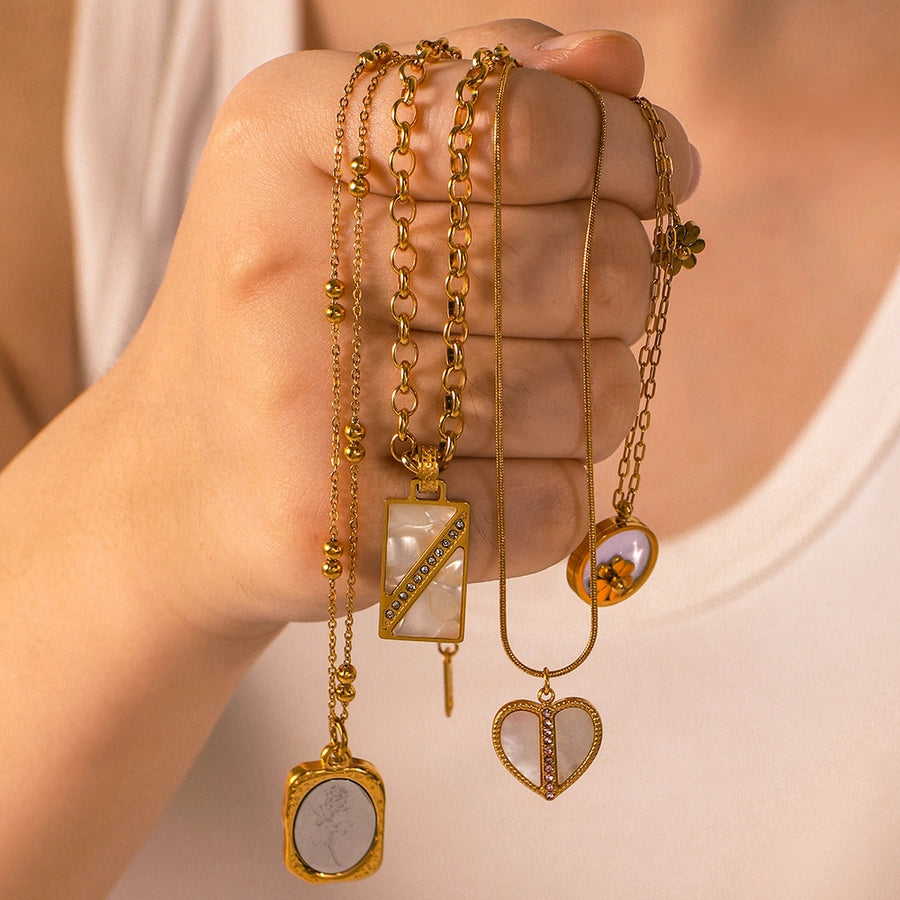 Jewelry IG Style Retro Devil's Eye Heart Shape Titanium Steel Plating Pendant Necklace