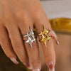 Jewelry Casual Elegant Modern Style Star Titanium Steel 18K Gold Plated Plating Open Rings