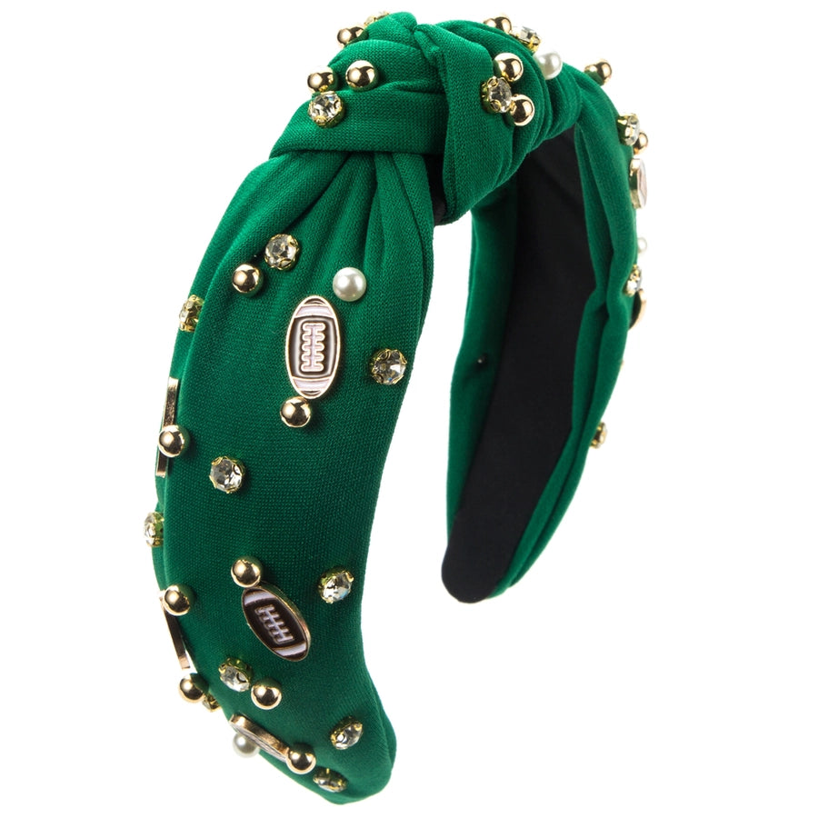 Women's Casual Baroque Style Rugby Knot Alloy Cloth Inlay Rhinestones Pearl Hair Band