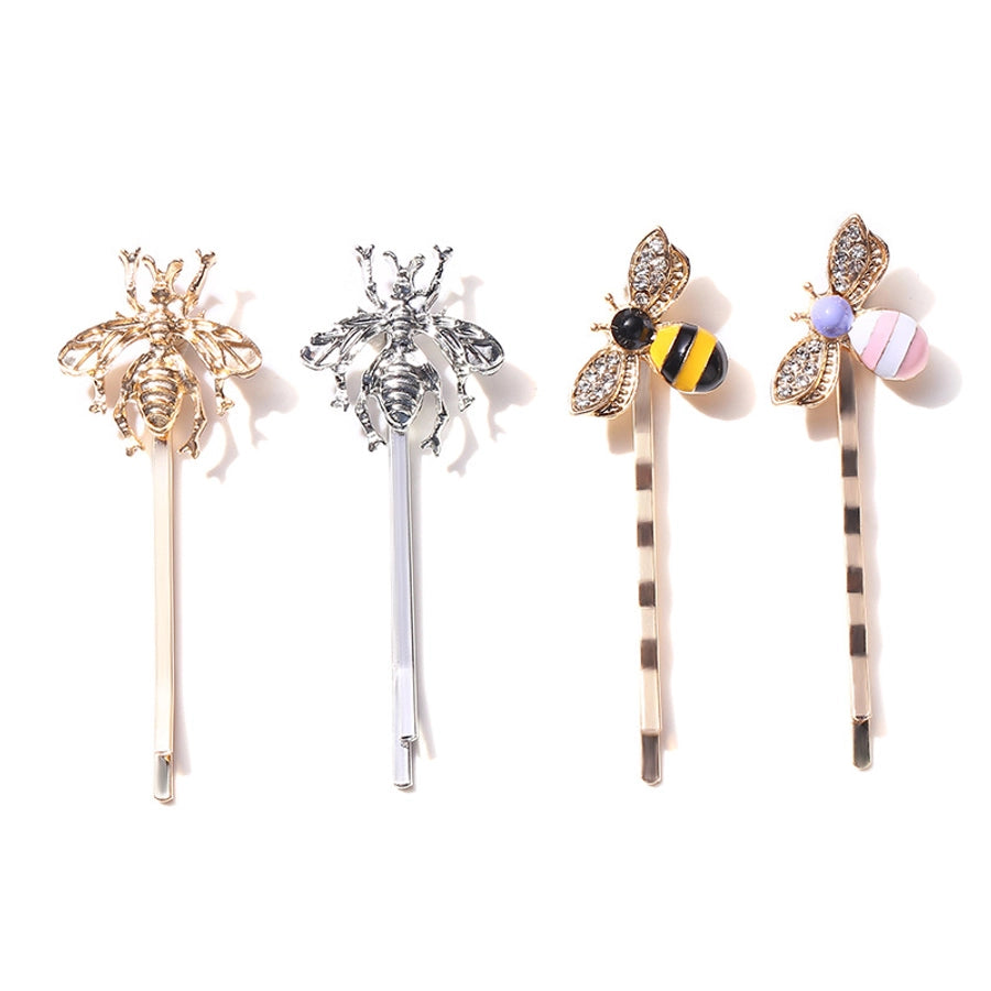 sweet bee metal rhinestone hair clip 1 piece