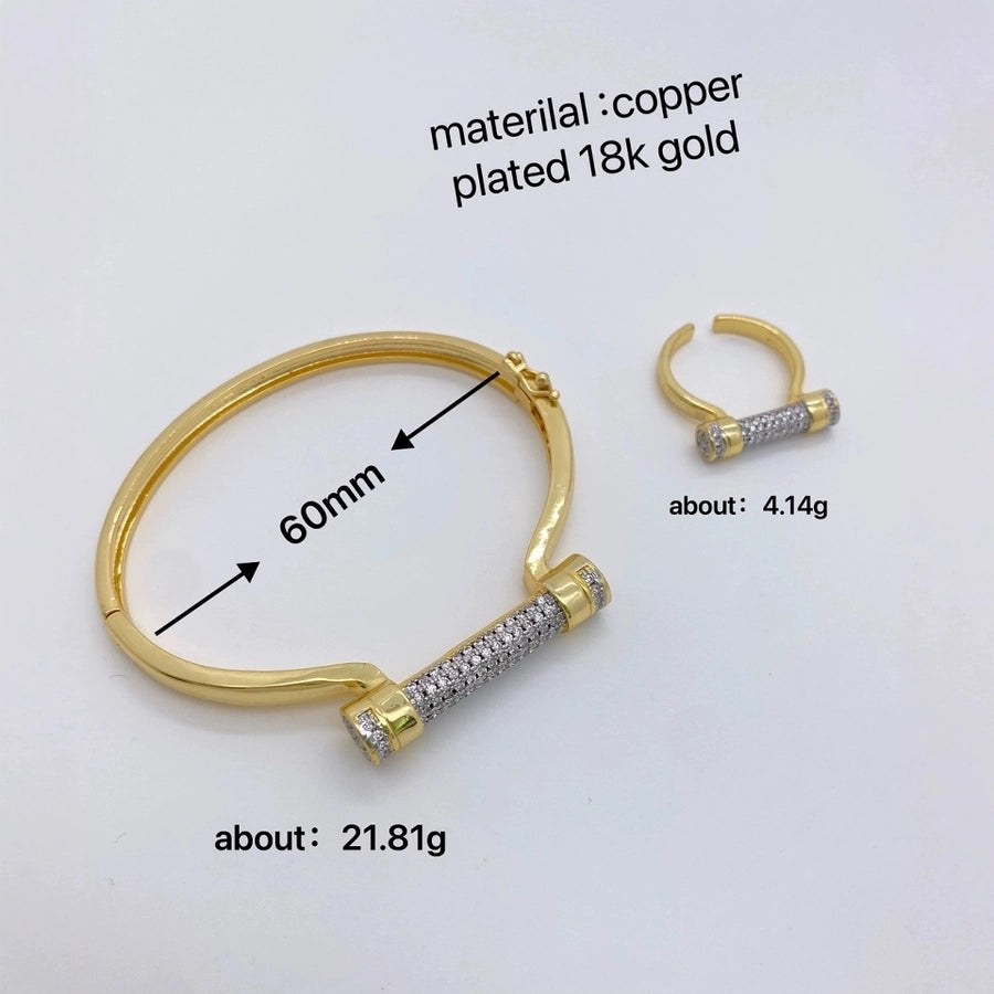 Jewelry Retro Classic Style Geometric Copper Zircon Mixed Metal Rings Bracelets